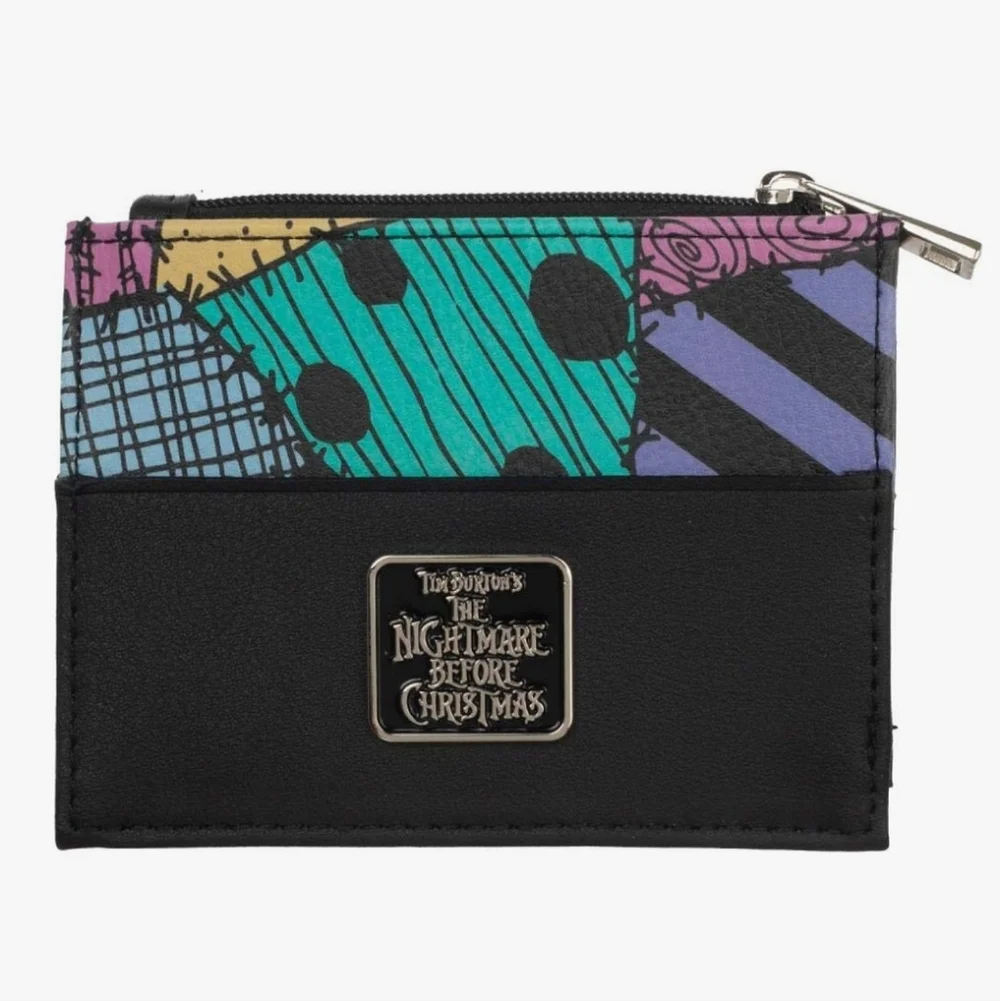Disney Jack & Sally Black Multicolor Zip Card Wallet